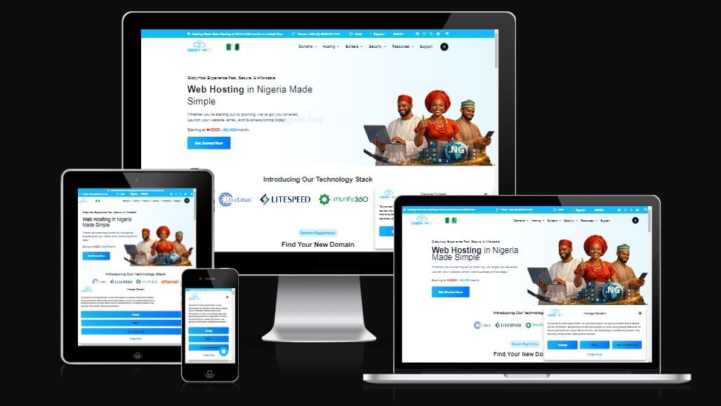 Websites designed by GiddyHost on desktop, tablet and phone